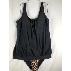 Yonique Blouson Tankini Swimsuits for Women Loose Fit Two Piece Bathing Sz Large